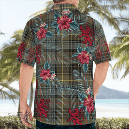 Scottish Clan Stewart Hunting Weathered Tartan Scottish Lion Hawaiian Shirt | Tartan Plaid Shirt Scottish Plaid Tartan Plaid - ScotsTee - scotstee.com