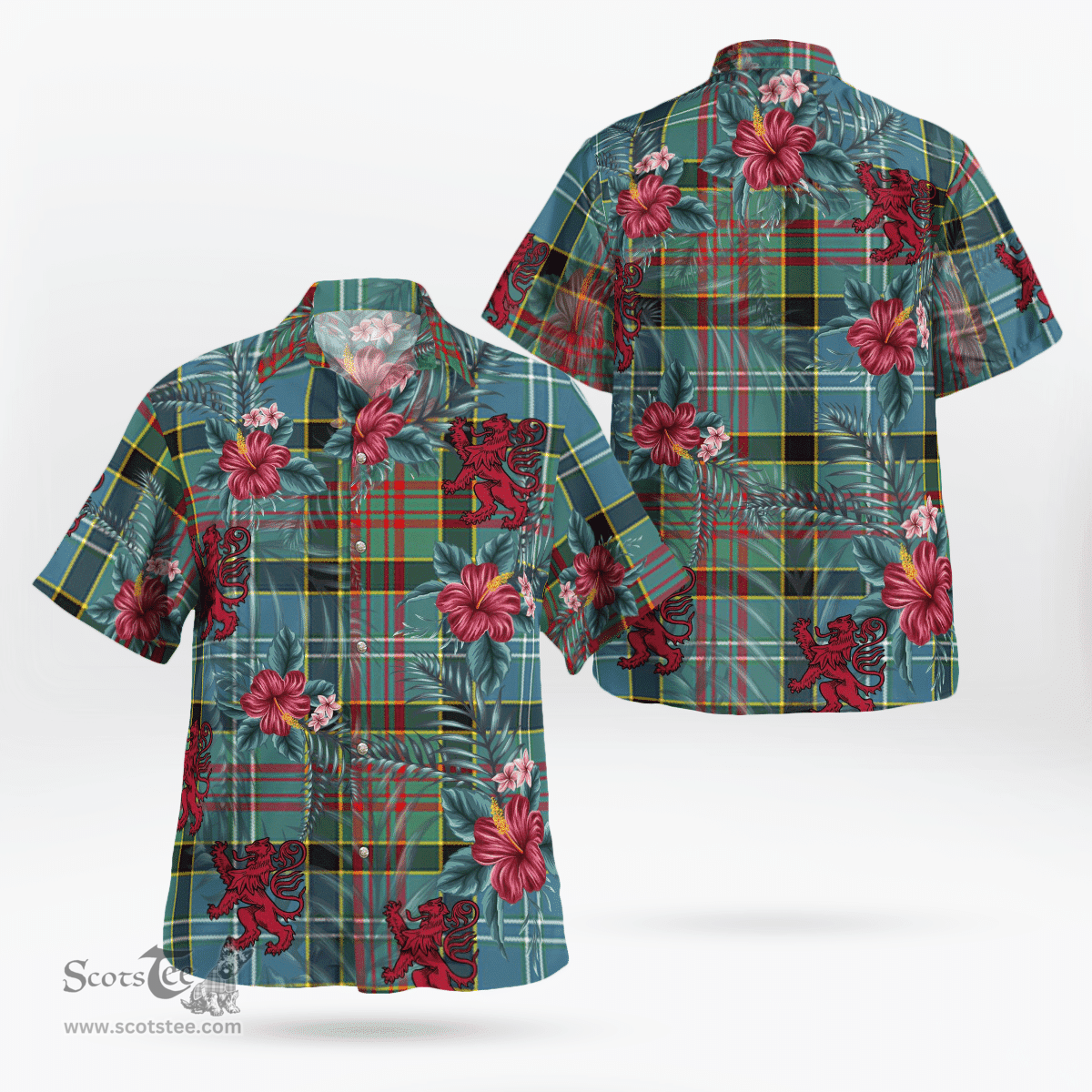 Scottish Clan Walkinshaw Tartan Scottish Lion Hawaiian Shirt | Tartan Plaid Shirt Scottish Plaid Tartan Plaid - ScotsTee - scotstee.com