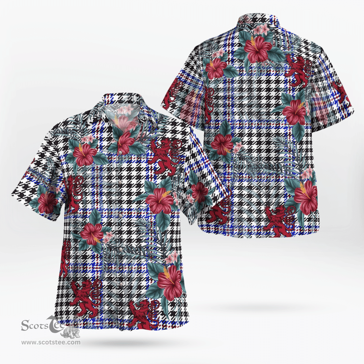 Scottish Clan Sir Walter Scott Tartan Scottish Lion Hawaiian Shirt | Tartan Plaid Shirt Scottish Plaid Tartan Plaid - ScotsTee - scotstee.com