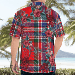 Scottish Clan MacFarlane Modern Tartan Scottish Lion Hawaiian Shirt | Tartan Plaid Shirt Scottish Plaid Tartan Plaid - ScotsTee - scotstee.com