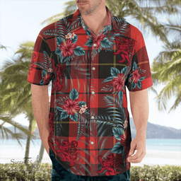 Scottish Clan Wallace Weathered Tartan Scottish Lion Hawaiian Shirt | Tartan Plaid Shirt Scottish Plaid Tartan Plaid - ScotsTee - scotstee.com