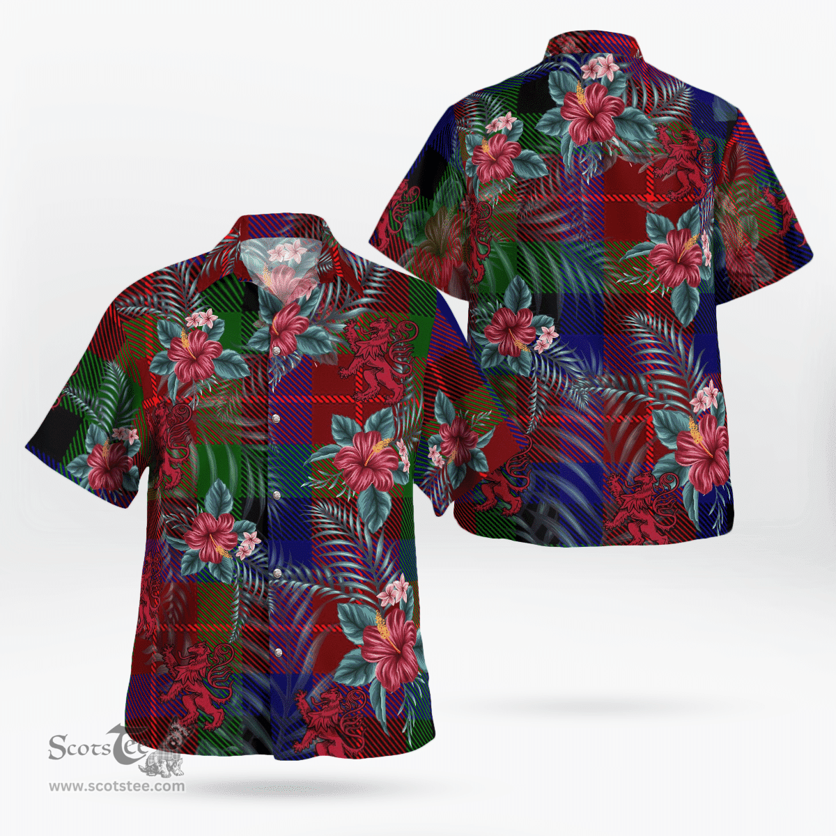 Scottish Clan Tennant Tartan Scottish Lion Hawaiian Shirt | Tartan Plaid Shirt Scottish Plaid Tartan Plaid - ScotsTee - scotstee.com