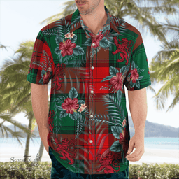 Scottish Clan Scottish Clan Stewart Atholl Modern Tartan Scottish Lion Hawaiian Shirt | Tartan Plaid Shirt Scottish Plaid Tartan Plaid - ScotsTee - scotstee.com