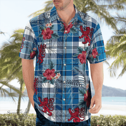 Scottish Clan Strathclyde District Tartan Scottish Lion Hawaiian Shirt | Tartan Plaid Shirt Scottish Plaid Tartan Plaid - ScotsTee - scotstee.com