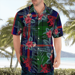 Scottish Clan Urquhart Modern Tartan Scottish Lion Hawaiian Shirt | Tartan Plaid Shirt Scottish Plaid Tartan Plaid - ScotsTee - scotstee.com