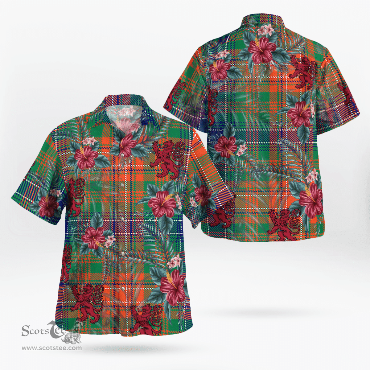 Scottish Clan Wilson Ancient Tartan Scottish Lion Hawaiian Shirt | Tartan Plaid Shirt Scottish Plaid Tartan Plaid - ScotsTee - scotstee.com