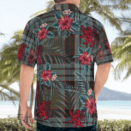 Scottish Clan Stewart Old Weathered Tartan Scottish Lion Hawaiian Shirt | Tartan Plaid Shirt Scottish Plaid Tartan Plaid - ScotsTee - scotstee.com