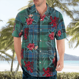 Scottish Clan Sinclair Hunting Ancient Tartan Scottish Lion Hawaiian Shirt | Tartan Plaid Shirt Scottish Plaid Tartan Plaid - ScotsTee - scotstee.com