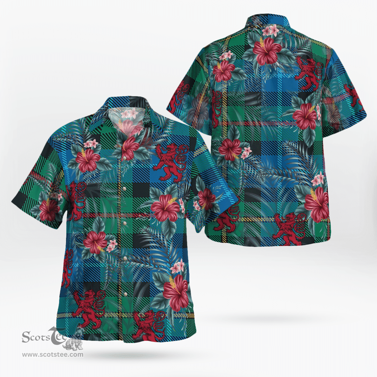 Scottish Clan Smith Ancient Tartan Scottish Lion Hawaiian Shirt | Tartan Plaid Shirt Scottish Plaid Tartan Plaid - ScotsTee - scotstee.com