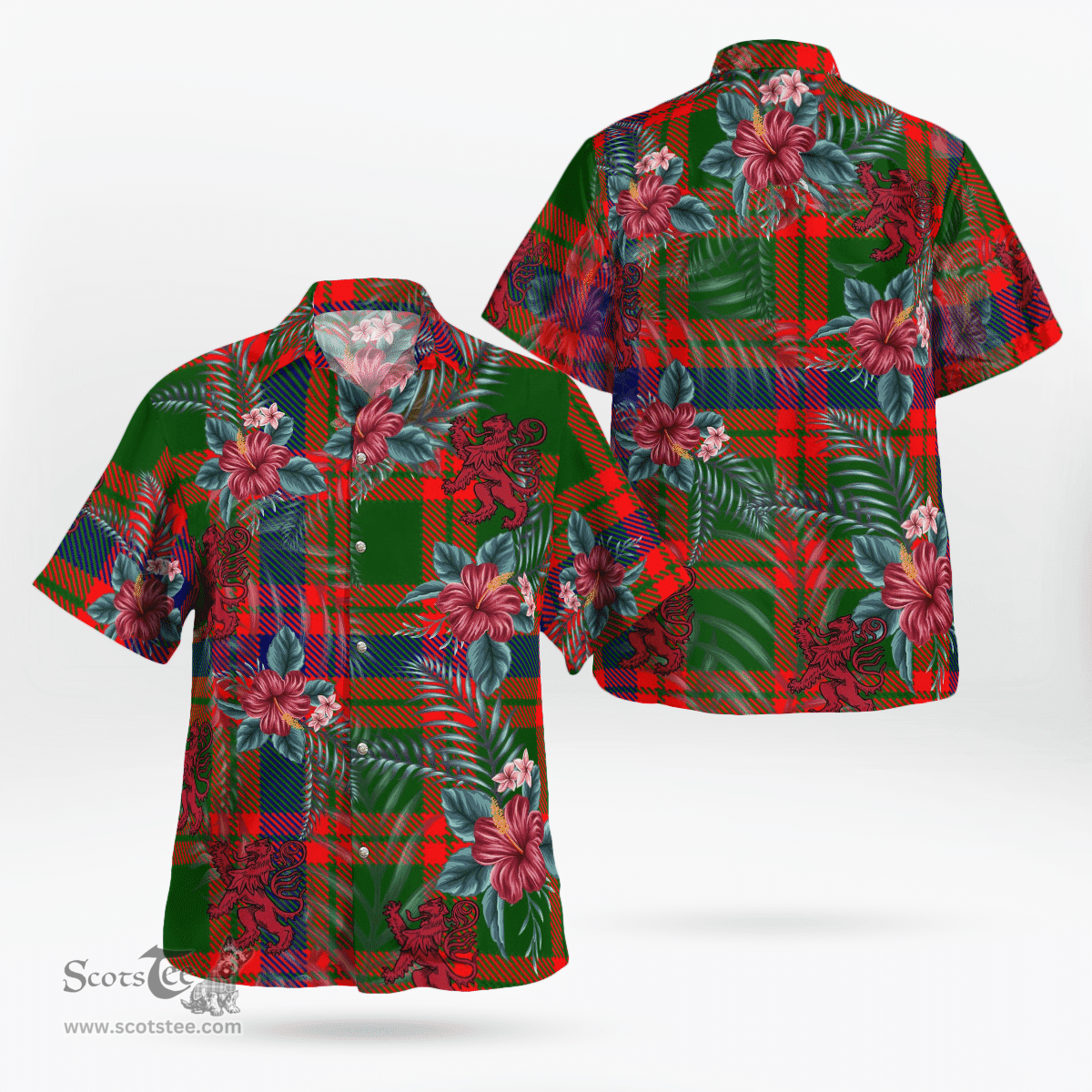 Scottish Clan Skene Modern Tartan Scottish Lion Hawaiian Shirt | Tartan Plaid Shirt Scottish Plaid Tartan Plaid - ScotsTee - scotstee.com