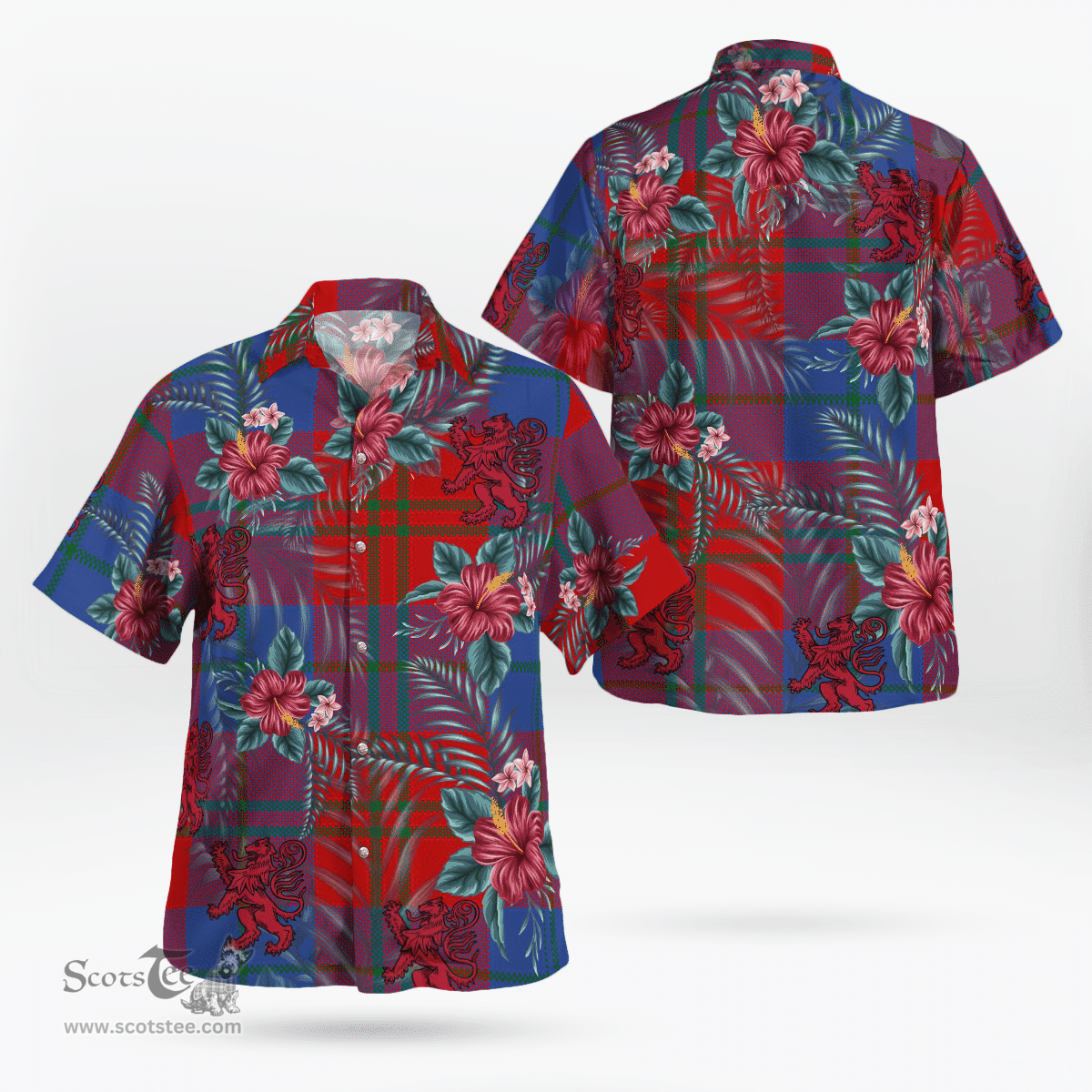 Scottish Clan Witherspoon Tartan Scottish Lion Hawaiian Shirt | Tartan Plaid Shirt Scottish Plaid Tartan Plaid - ScotsTee - scotstee.com