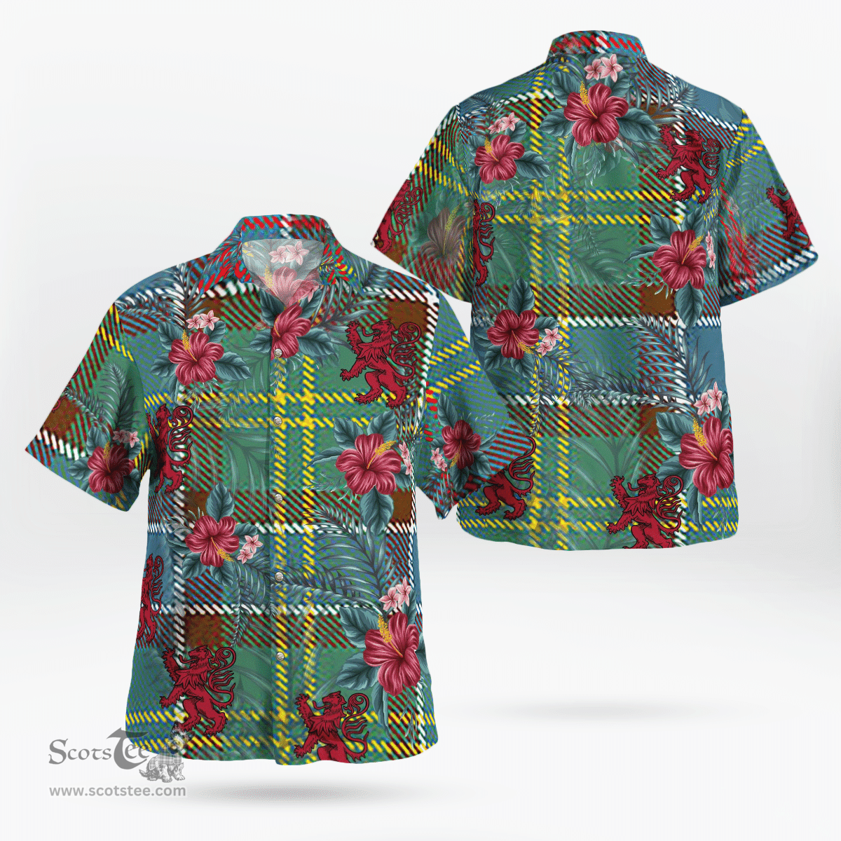 Scottish Clan Whitelaw Tartan Scottish Lion Hawaiian Shirt | Tartan Plaid Shirt Scottish Plaid Tartan Plaid - ScotsTee - scotstee.com