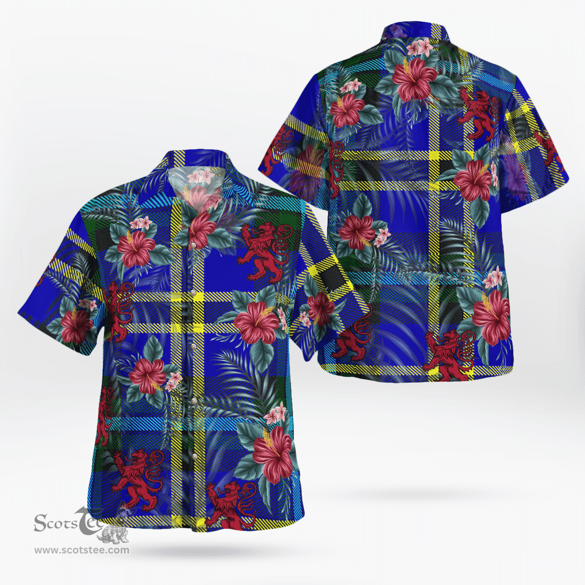 Scottish Clan Weir Modern Tartan Scottish Lion Hawaiian Shirt | Tartan Plaid Shirt Scottish Plaid Tartan Plaid - ScotsTee - scotstee.com