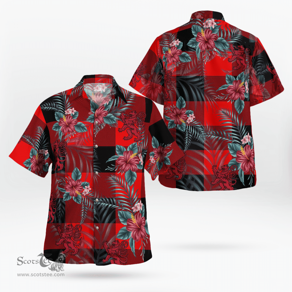 Scottish Clan Rob Roy MacGregor Modern Tartan Scottish Lion Hawaiian Shirt | Tartan Plaid Shirt Scottish Plaid Tartan Plaid - ScotsTee - scotstee.com