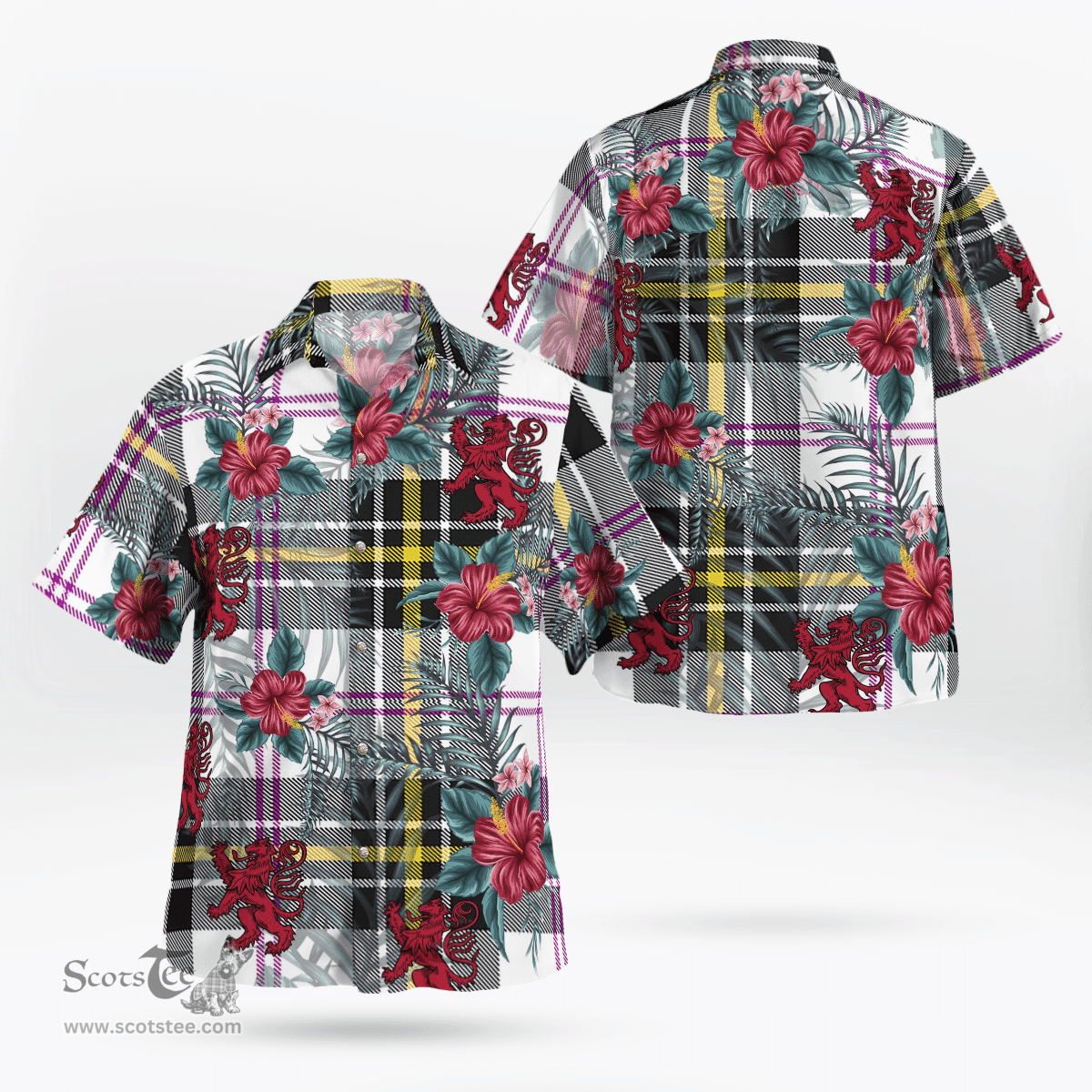 Scottish Clan MacPherson Dress Modern Tartan Scottish Lion Hawaiian Shirt | Tartan Plaid Shirt Scottish Plaid Tartan Plaid - ScotsTee - scotstee.com