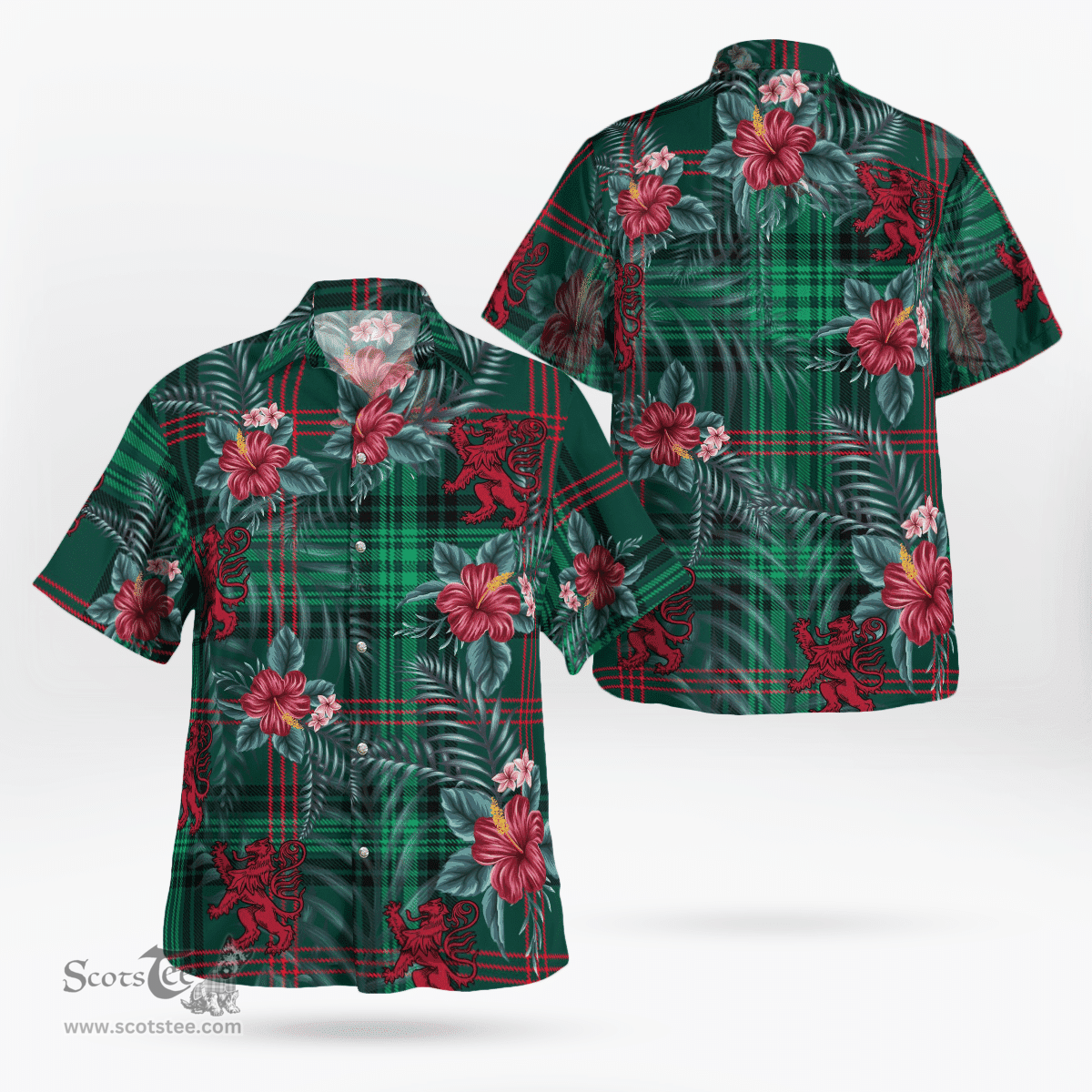 Scottish Clan Scottish Clan Ross Hunting Modern Tartan Scottish Lion Hawaiian Shirt | Tartan Plaid Shirt Scottish Plaid Tartan Plaid - ScotsTee - scotstee.com
