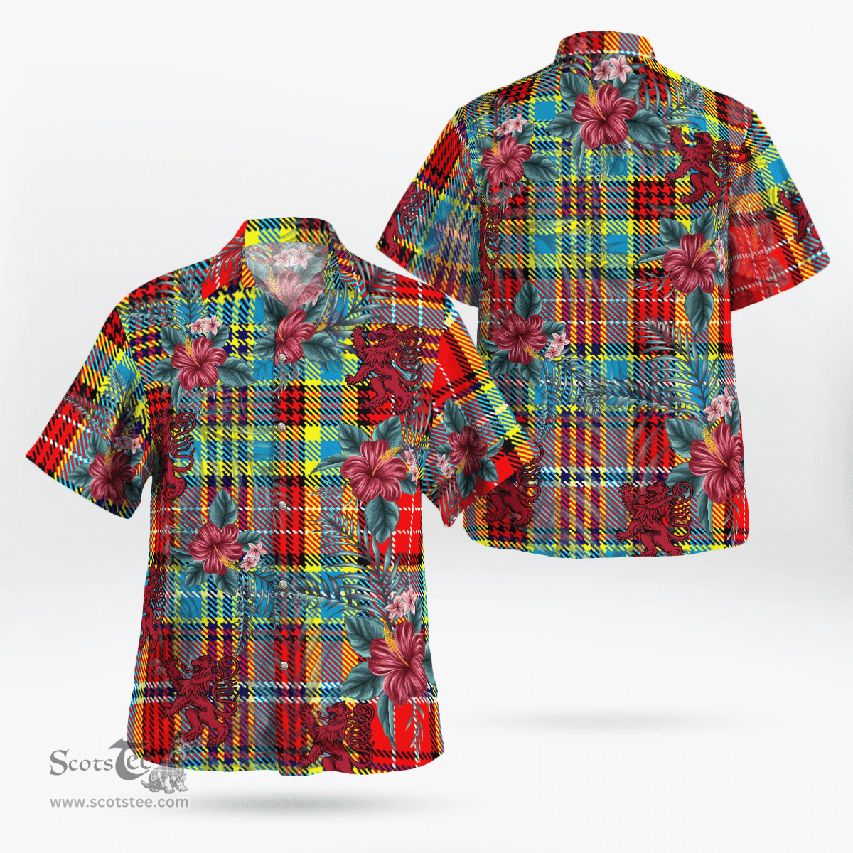 Scottish Clan Ogilvie Tartan Scottish Lion Hawaiian Shirt | Tartan Plaid Shirt Scottish Plaid Tartan Plaid - ScotsTee - scotstee.com