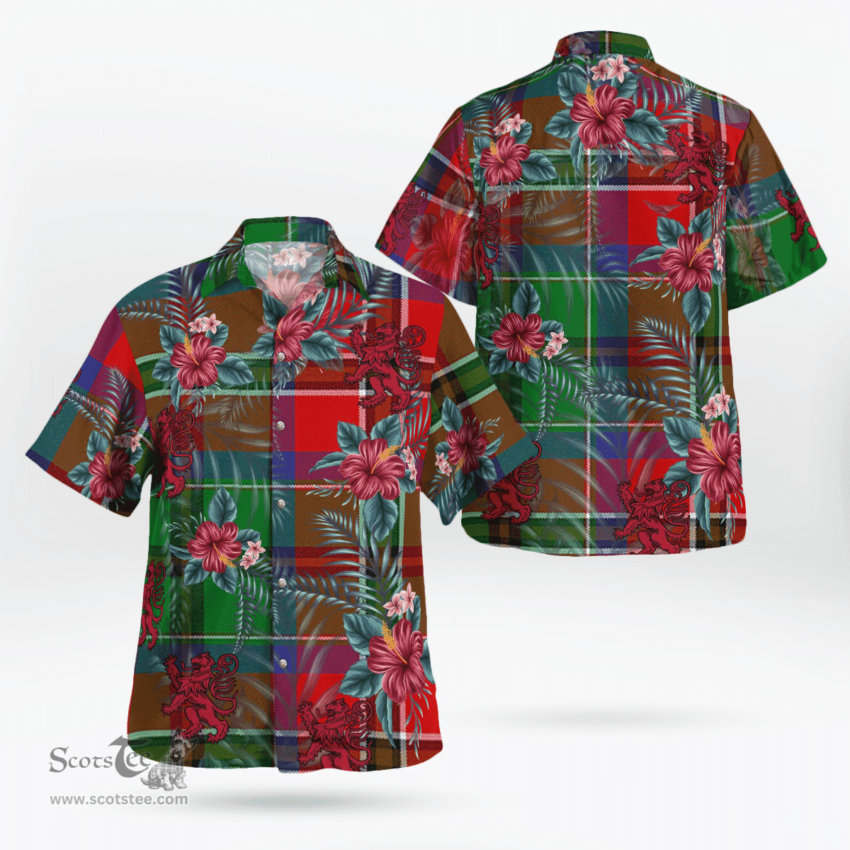 Scottish Clan MacCulloch Tartan Scottish Lion Hawaiian Shirt | Tartan Plaid Shirt Scottish Plaid Tartan Plaid - ScotsTee - scotstee.com