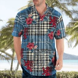 Scottish Clan Napier Ancient Tartan Scottish Lion Hawaiian Shirt | Tartan Plaid Shirt Scottish Plaid Tartan Plaid - ScotsTee - scotstee.com