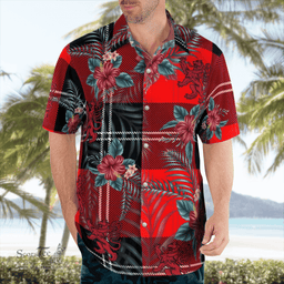 Scottish Clan Ramsay Modern Tartan Scottish Lion Hawaiian Shirt | Tartan Plaid Shirt Scottish Plaid Tartan Plaid - ScotsTee - scotstee.com