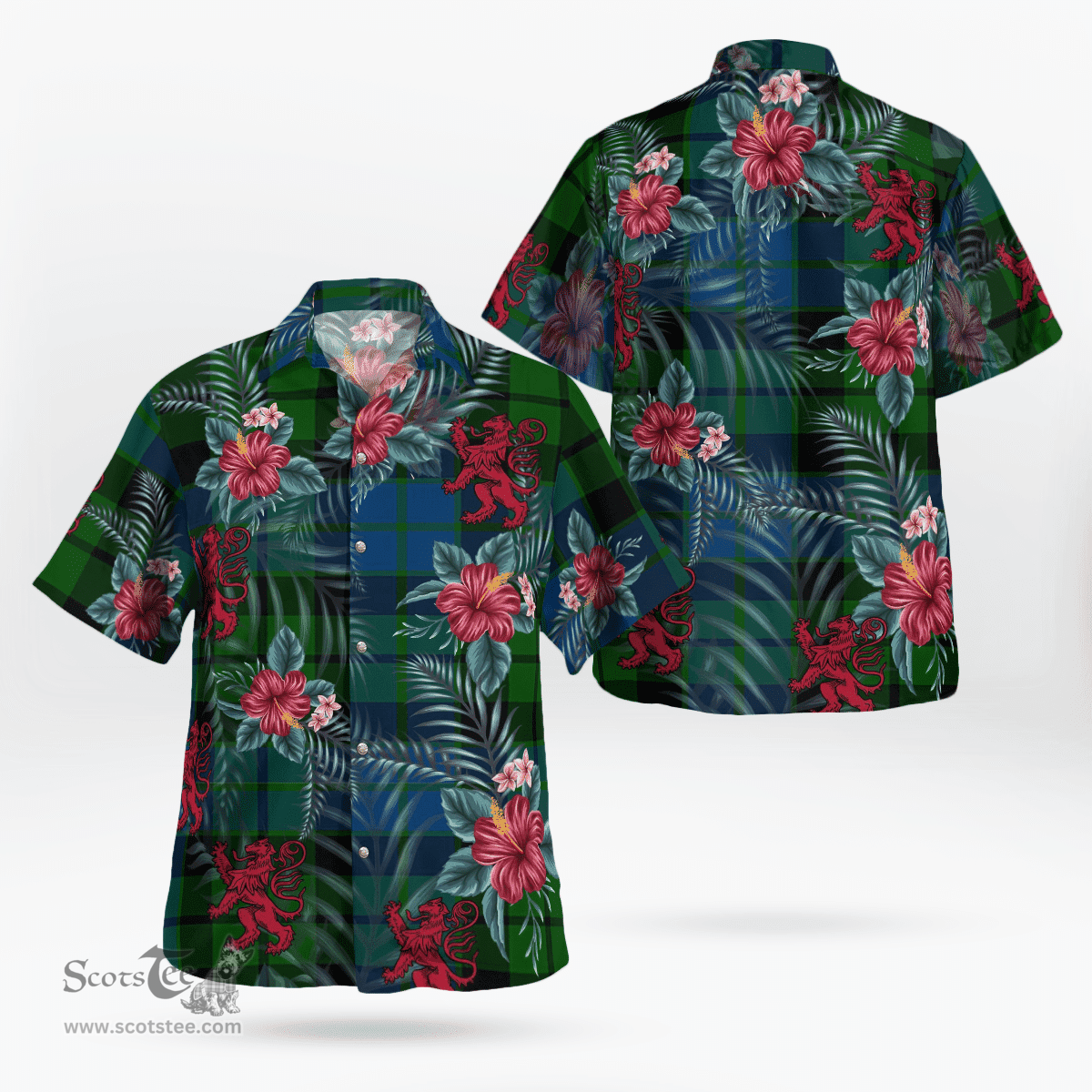 Scottish Clan MacKay Modern Tartan Scottish Lion Hawaiian Shirt | Tartan Plaid Shirt Scottish Plaid Tartan Plaid - ScotsTee - scotstee.com