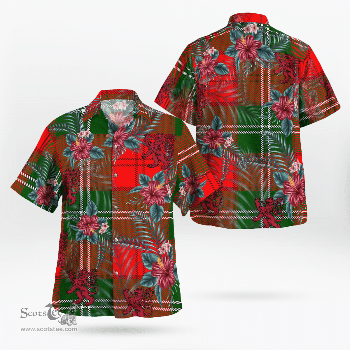 Scottish Clan Lennox Modern Tartan Scottish Lion Hawaiian Shirt | Tartan Plaid Shirt Scottish Plaid Tartan Plaid - ScotsTee - scotstee.com