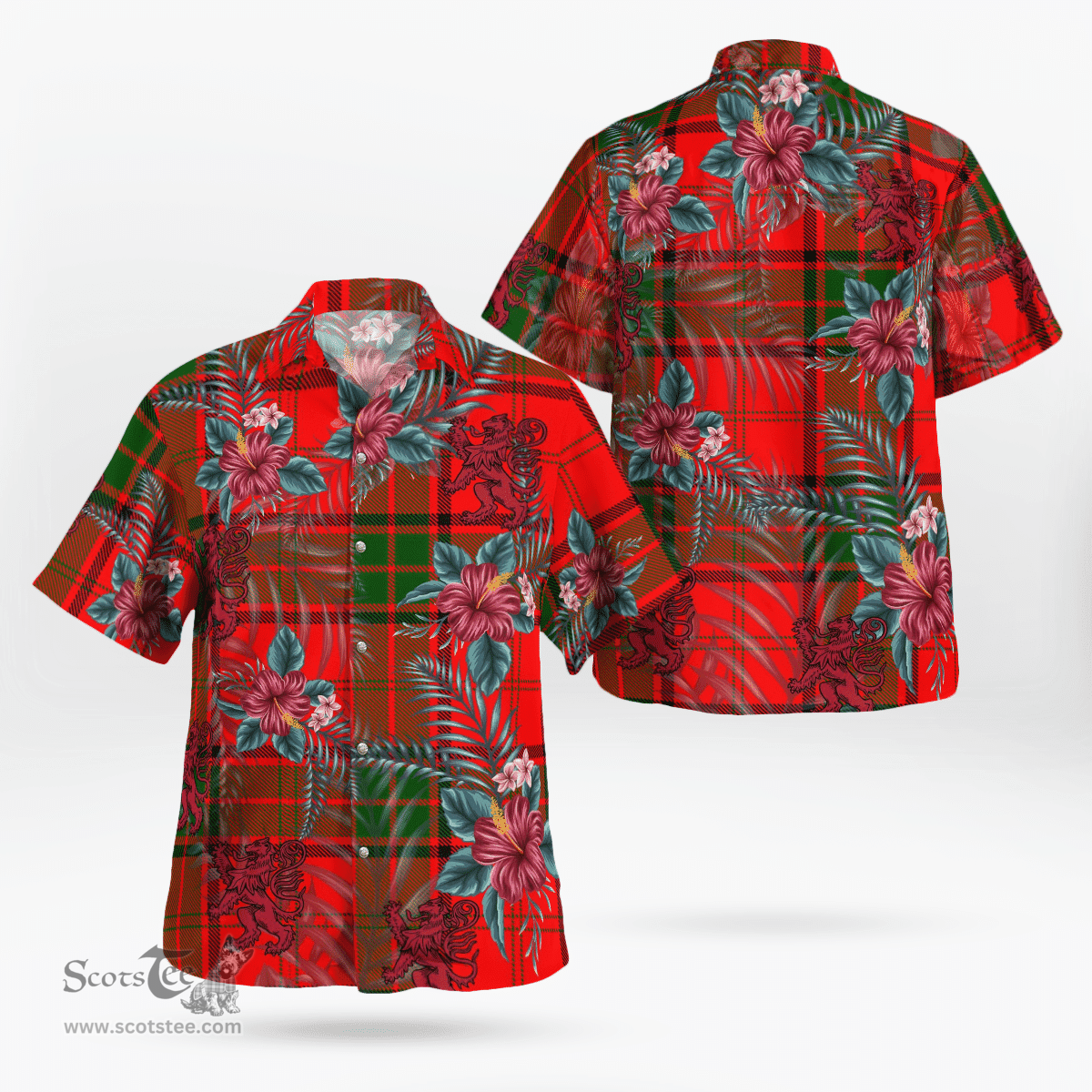 Scottish Clan Maxwell Modern Tartan Scottish Lion Hawaiian Shirt | Tartan Plaid Shirt Scottish Plaid Tartan Plaid - ScotsTee - scotstee.com