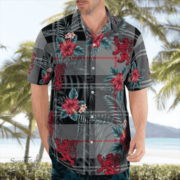 Scottish Clan Moffat Modern Tartan Scottish Lion Hawaiian Shirt | Tartan Plaid Shirt Scottish Plaid Tartan Plaid - ScotsTee - scotstee.com