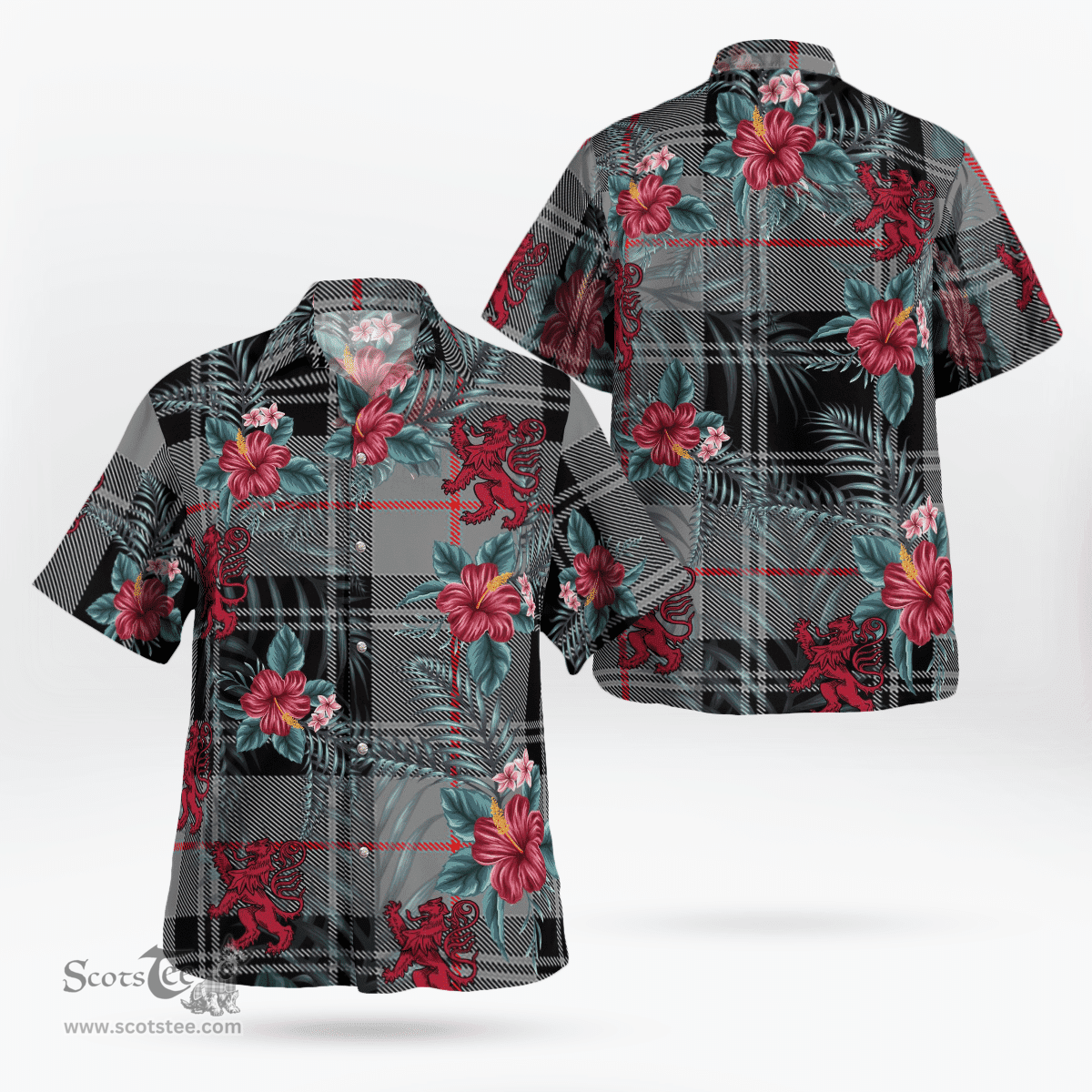 Scottish Clan Moffat Modern Tartan Scottish Lion Hawaiian Shirt | Tartan Plaid Shirt Scottish Plaid Tartan Plaid - ScotsTee - scotstee.com