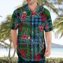Scottish Clan Newlands Tartan Scottish Lion Hawaiian Shirt | Tartan Plaid Shirt Scottish Plaid Tartan Plaid - ScotsTee - scotstee.com