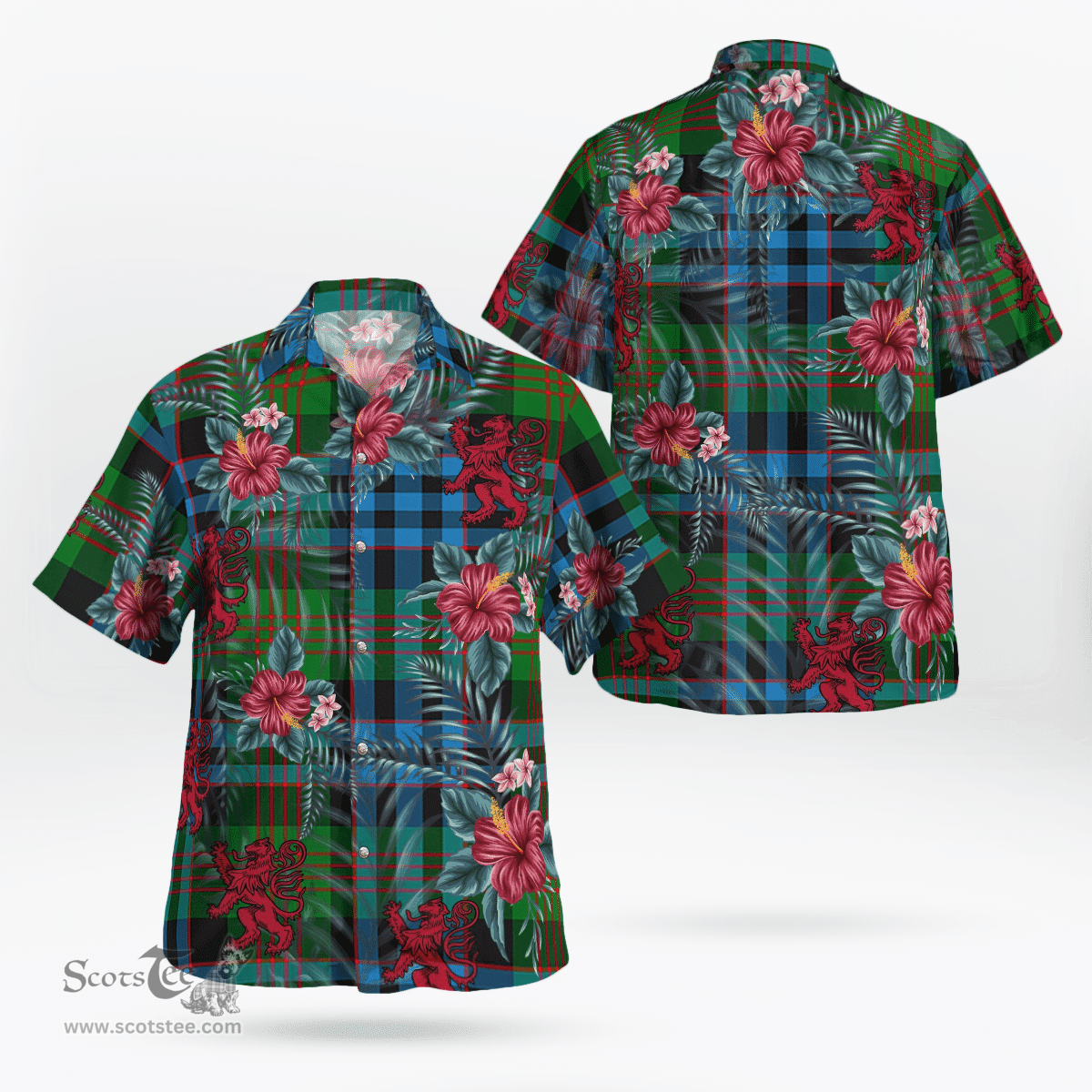 Scottish Clan Newlands Tartan Scottish Lion Hawaiian Shirt | Tartan Plaid Shirt Scottish Plaid Tartan Plaid - ScotsTee - scotstee.com