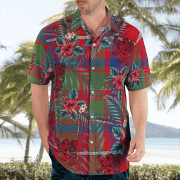 Scottish Clan Shaw Red Modern Tartan Scottish Lion Hawaiian Shirt | Tartan Plaid Shirt Scottish Plaid Tartan Plaid - ScotsTee - scotstee.com