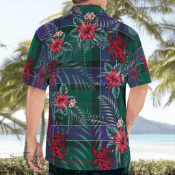 Scottish Clan Sinclair Hunting Modern Tartan Scottish Lion Hawaiian Shirt | Tartan Plaid Shirt Scottish Plaid Tartan Plaid - ScotsTee - scotstee.com