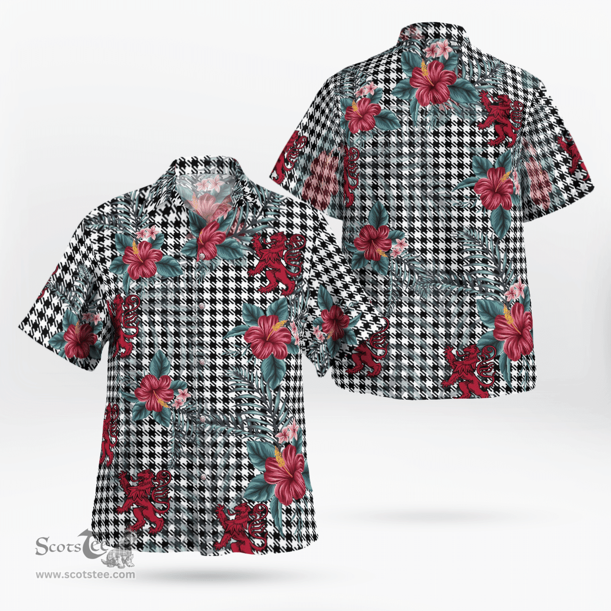 Scottish Clan Shepherd Tartan Scottish Lion Hawaiian Shirt | Tartan Plaid Shirt Scottish Plaid Tartan Plaid - ScotsTee - scotstee.com
