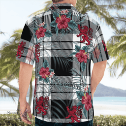 Scottish Clan Scottish Clan MacFarlane Black & White Tartan Scottish Lion Hawaiian Shirt | Tartan Plaid Shirt Scottish Plaid Tartan Plaid - ScotsTee - scotstee.com