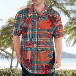 Scottish Clan MacFarlane Ancient Tartan Scottish Lion Hawaiian Shirt | Tartan Plaid Shirt Scottish Plaid Tartan Plaid - ScotsTee - scotstee.com