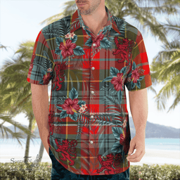 Scottish Clan MacPherson Weathered Tartan Scottish Lion Hawaiian Shirt | Tartan Plaid Shirt Scottish Plaid Tartan Plaid - ScotsTee - scotstee.com