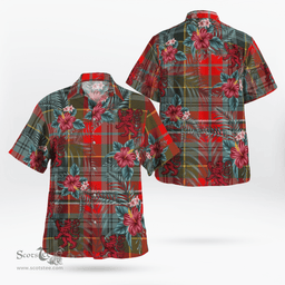 Scottish Clan MacPherson Weathered Tartan Scottish Lion Hawaiian Shirt | Tartan Plaid Shirt Scottish Plaid Tartan Plaid - ScotsTee - scotstee.com
