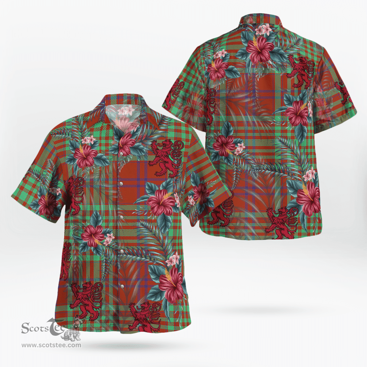 Scottish Clan MacGillivray Hunting Ancient Tartan Scottish Lion Hawaiian Shirt | Tartan Plaid Shirt Scottish Plaid Tartan Plaid - ScotsTee - scotstee.com