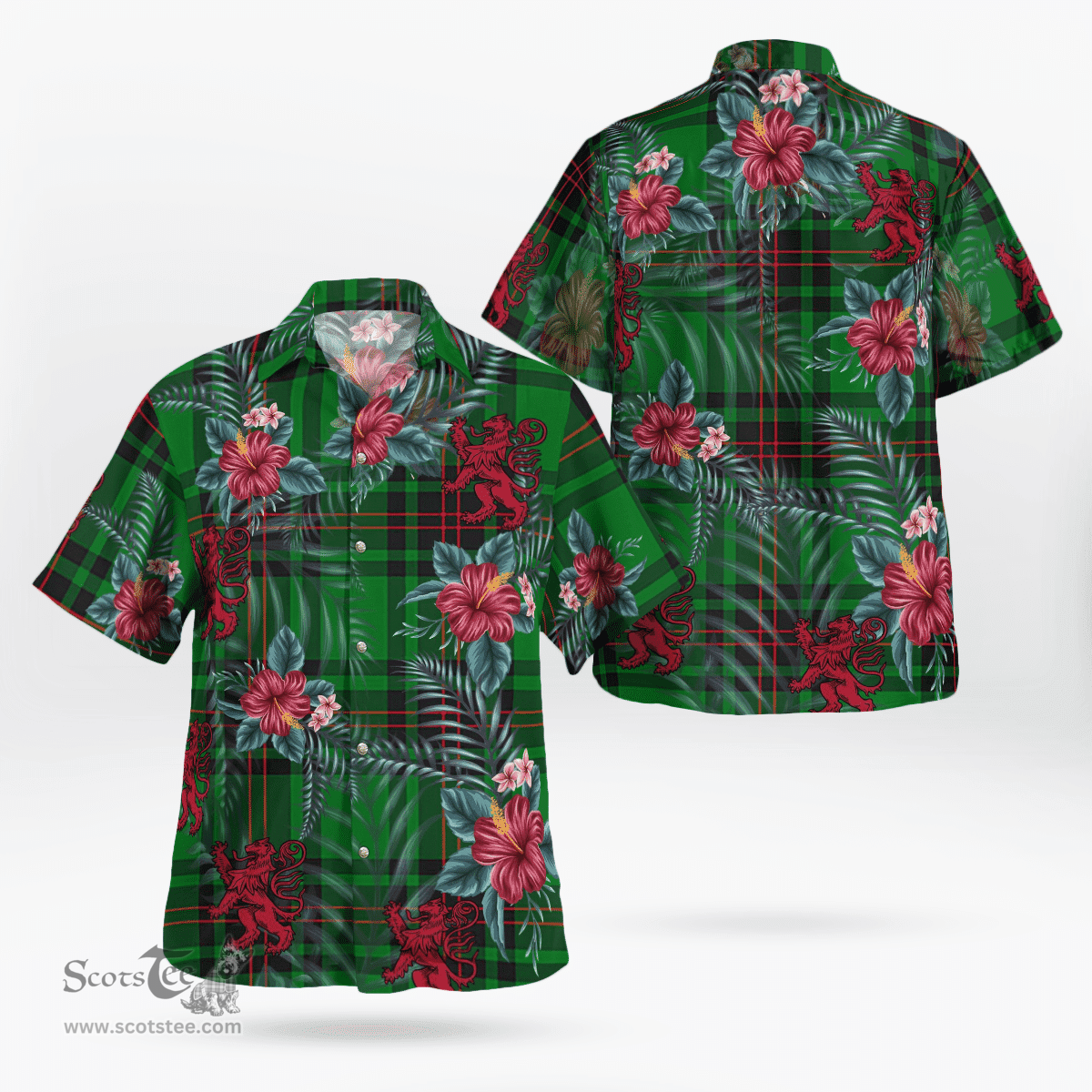 Scottish Clan Logie Tartan Scottish Lion Hawaiian Shirt | Tartan Plaid Shirt Scottish Plaid Tartan Plaid - ScotsTee - scotstee.com