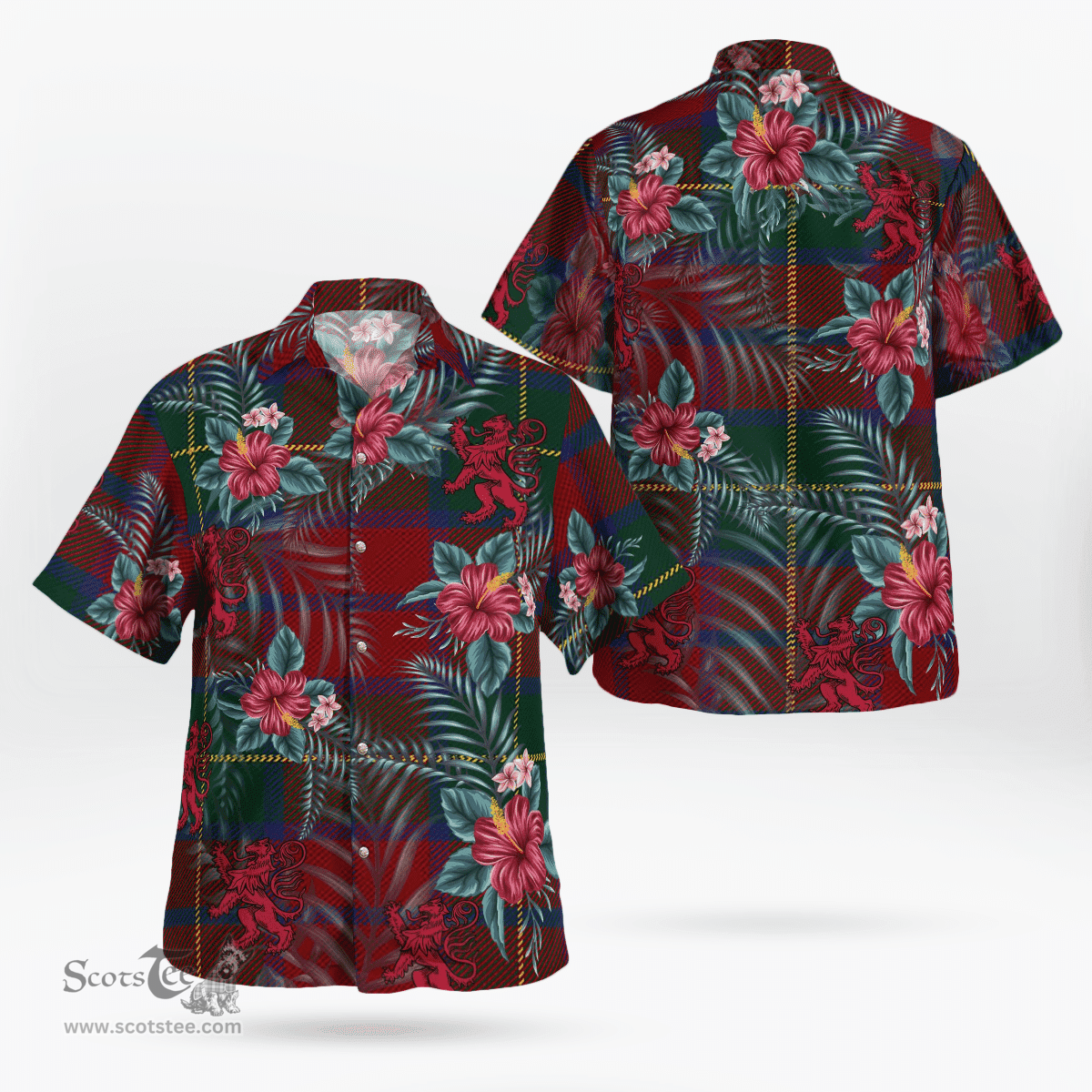 Scottish Clan McCarthy Tartan Scottish Lion Hawaiian Shirt | Tartan Plaid Shirt Scottish Plaid Tartan Plaid - ScotsTee - scotstee.com