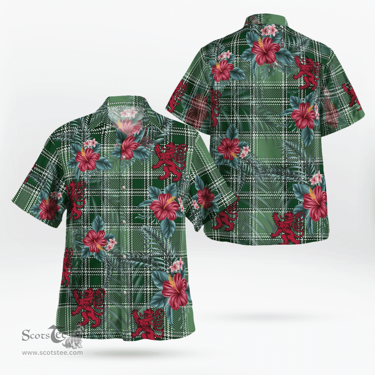Scottish Clan MacDonald Lord of the Isles Hunting Tartan Scottish Lion Hawaiian Shirt | Tartan Plaid Shirt Scottish Plaid Tartan Plaid - ScotsTee - scotstee.com