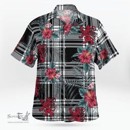 Scottish Clan Menzies Black & White Modern Tartan Scottish Lion Hawaiian Shirt | Tartan Plaid Shirt Scottish Plaid Tartan Plaid - ScotsTee - scotstee.com