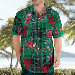 Scottish Clan MacArthur Ancient Tartan Scottish Lion Hawaiian Shirt | Tartan Plaid Shirt Scottish Plaid Tartan Plaid - ScotsTee - scotstee.com