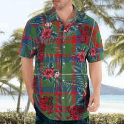 Scottish Clan Shaw Green Modern Tartan Scottish Lion Hawaiian Shirt | Tartan Plaid Shirt Scottish Plaid Tartan Plaid - ScotsTee - scotstee.com
