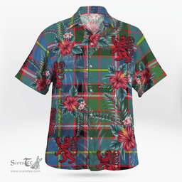 Scottish Clan Norvel (Stirling) Tartan Scottish Lion Hawaiian Shirt | Tartan Plaid Shirt Scottish Plaid Tartan Plaid - ScotsTee - scotstee.com