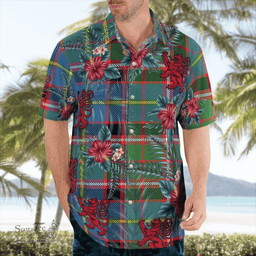 Scottish Clan Norvel (Stirling) Tartan Scottish Lion Hawaiian Shirt | Tartan Plaid Shirt Scottish Plaid Tartan Plaid - ScotsTee - scotstee.com