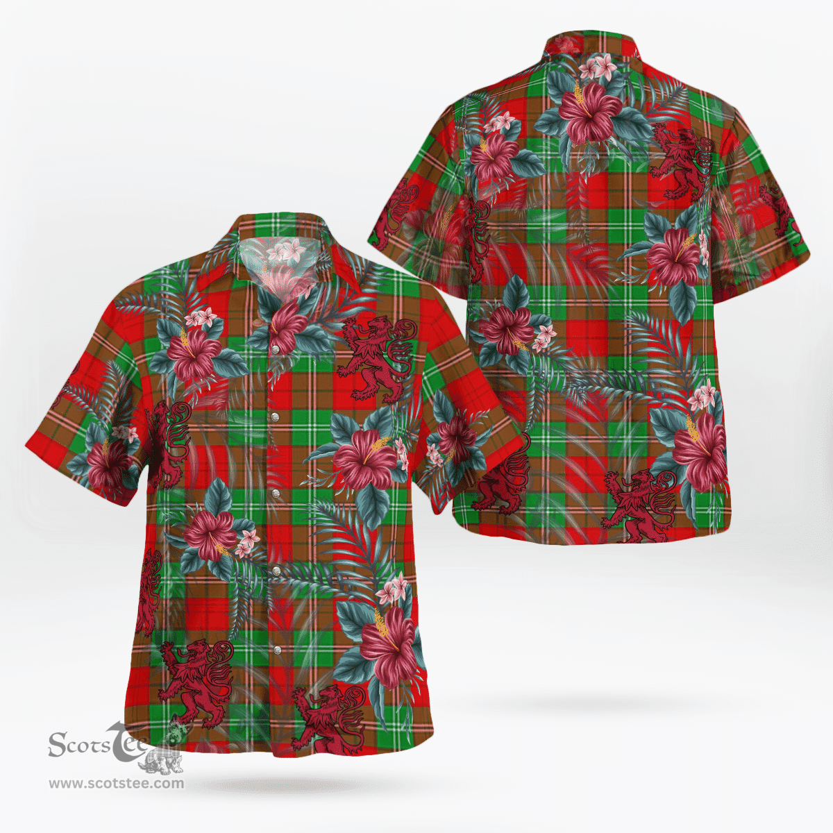 Scottish Clan Lennox Tartan Scottish Lion Hawaiian Shirt | Tartan Plaid Shirt Scottish Plaid Tartan Plaid - ScotsTee - scotstee.com