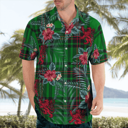 Scottish Clan Lundin Tartan Scottish Lion Hawaiian Shirt | Tartan Plaid Shirt Scottish Plaid Tartan Plaid - ScotsTee - scotstee.com