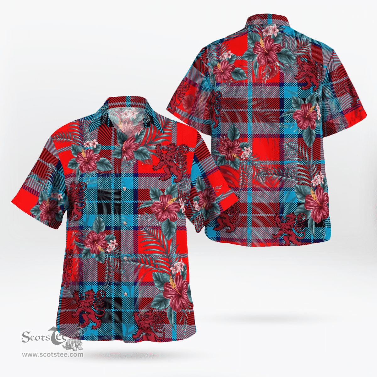 Scottish Clan MacTavish Modern Tartan Scottish Lion Hawaiian Shirt | Tartan Plaid Shirt Scottish Plaid Tartan Plaid - ScotsTee - scotstee.com